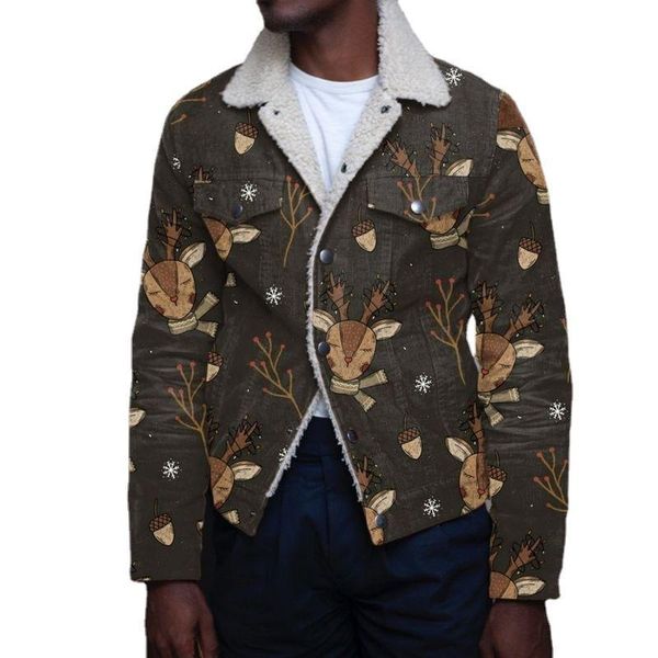 men's jackets fashion mens jacket autumn winter elk snowflake print loose long sleeve plush lamb coat men plus size clothing, Black;brown
men's jackets fashion mens jacket autumn winter elk snowflake print loose long sleeve plush lamb coat men plus size clothing, Black;brown