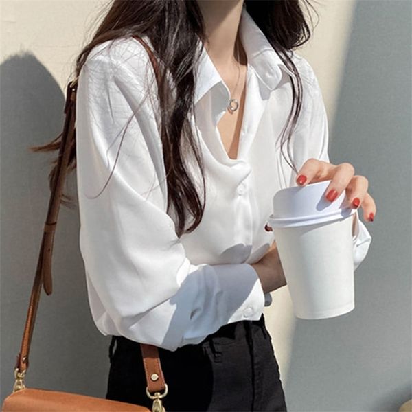 spring women shirt classic chiffon blouse plus size loose long sleeve shirts simple style female clothes blusas 210421, White
spring women shirt classic chiffon blouse plus size loose long sleeve shirts simple style female clothes blusas 210421, White