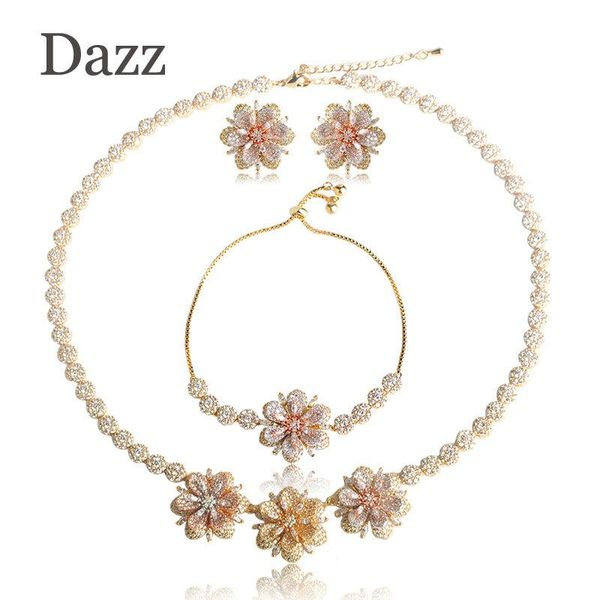 earrings & necklace dazz shining three tones color flowers jewelry sets cubic zircons copper bracelet set girls wedding bijoux, Silver
earrings & necklace dazz shining three tones color flowers jewelry sets cubic zircons copper bracelet set girls wedding bijoux, Silver