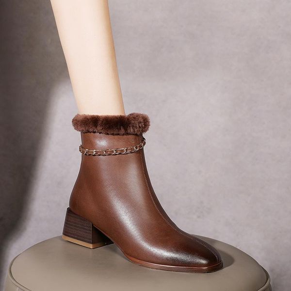 boots women ankle natural leather 14cm tube cowhide upper + wool lining warm metal designer shoes 2021, Black
boots women ankle natural leather 14cm tube cowhide upper + wool lining warm metal designer shoes 2021, Black