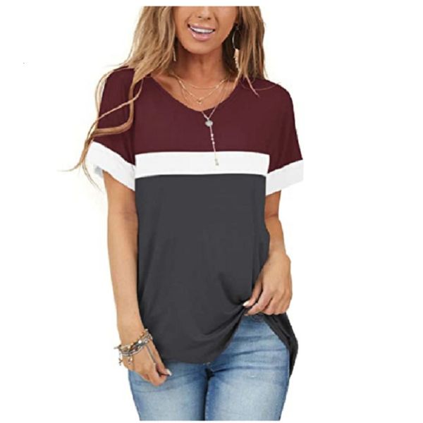 2021 women's new solid round neck short sleeve contrast stitching t-shirt, Black;gray
2021 women's new solid round neck short sleeve contrast stitching t-shirt, Black;gray