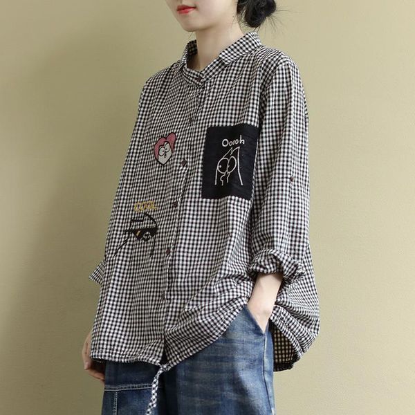 2021 spring new arts style women long sleeve loose shirts all-matched casual plaid turn-down collar blouses blusa feminina s611, White
2021 spring new arts style women long sleeve loose shirts all-matched casual plaid turn-down collar blouses blusa feminina s611, White