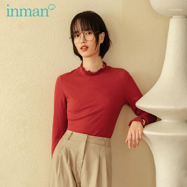 2021 autumn arrival basic double bottom knit multi-color long sleeves t-shirt1, White 
2021 autumn arrival basic double bottom knit multi-color long sleeves t-shirt1, White