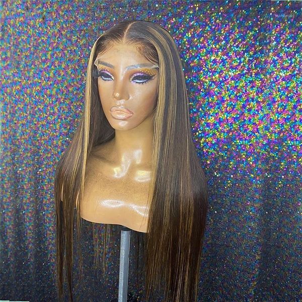 remy highlight straight wig transparent t part lace front human hair for women with baby bleached knots 150% density wigs1, Black;brown
remy highlight straight wig transparent t part lace front human hair for women with baby bleached knots 150% density wigs1, Black;brown