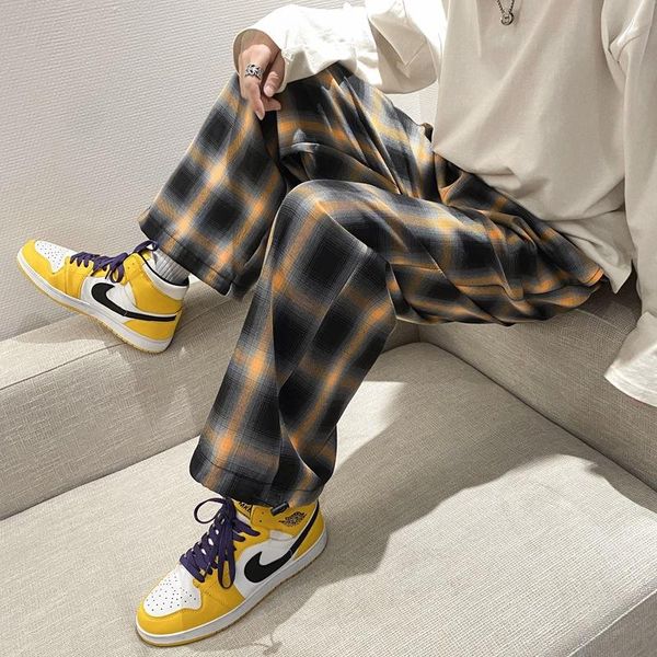 men's pants men polyester loose harajuku style grid wide casual drawstring elastic leg opening ankle length, Black
men's pants men polyester loose harajuku style grid wide casual drawstring elastic leg opening ankle length, Black