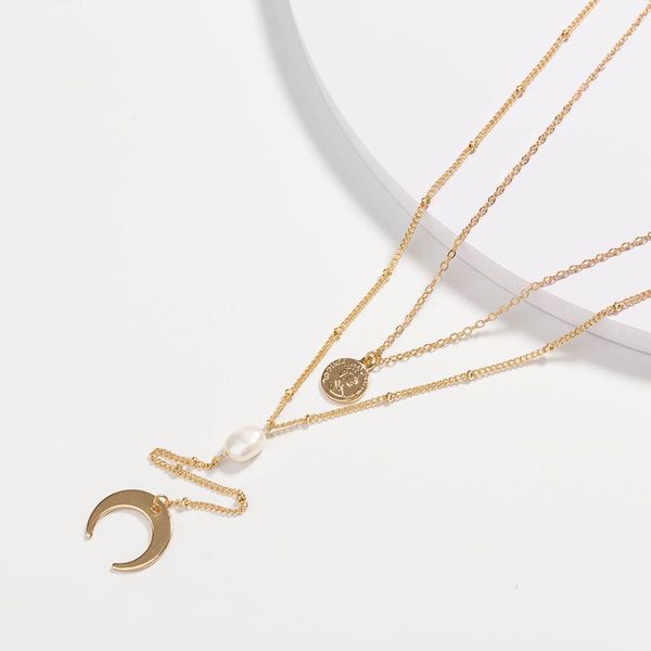 chains multilayer necklace minimalist fashion pearl moon tassel pendant charm temperament women valentine's day gift jewelry, Silver
chains multilayer necklace minimalist fashion pearl moon tassel pendant charm temperament women valentine's day gift jewelry, Silver