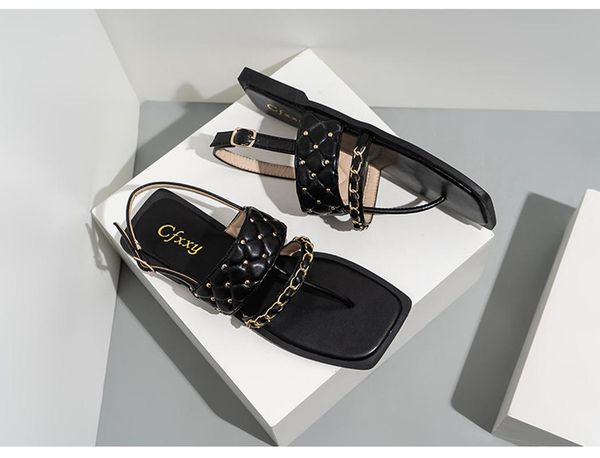 slippers 2021 autumn woman square-toe rivet chain flat ladies fragrance sandals casual wear women's shoes botas mujer, Black
slippers 2021 autumn woman square-toe rivet chain flat ladies fragrance sandals casual wear women's shoes botas mujer, Black