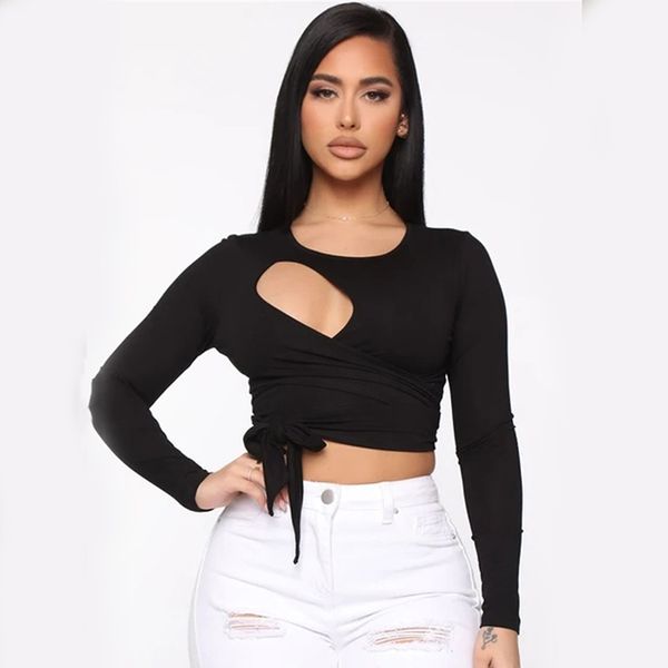 aesthetic hollow out bandage women basic t-shirt long sleeve o-neck cropped white streetwear t-shirts spring 210517
aesthetic hollow out bandage women basic t-shirt long sleeve o-neck cropped white streetwear t-shirts spring 210517
