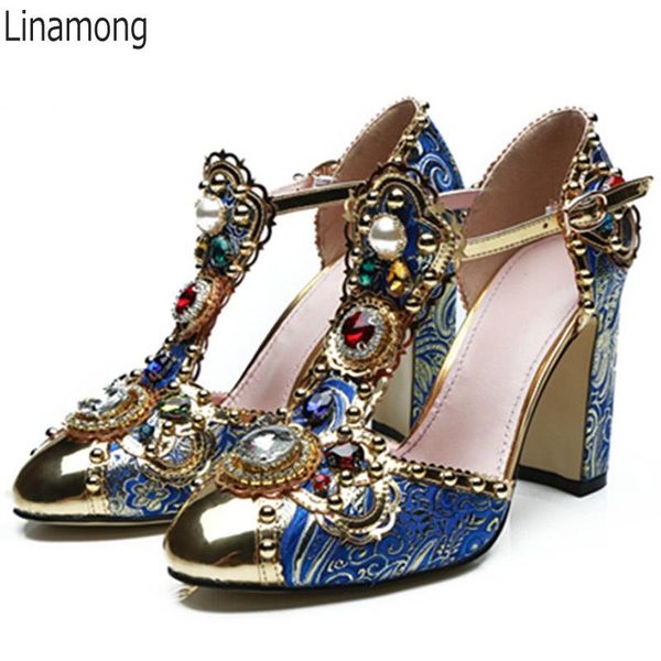 luxury mary janes multi diamond pearl jeweled pumps porcelain jacquard chunky heels bling golden plated toe shoes dress, Black
luxury mary janes multi diamond pearl jeweled pumps porcelain jacquard chunky heels bling golden plated toe shoes dress, Black