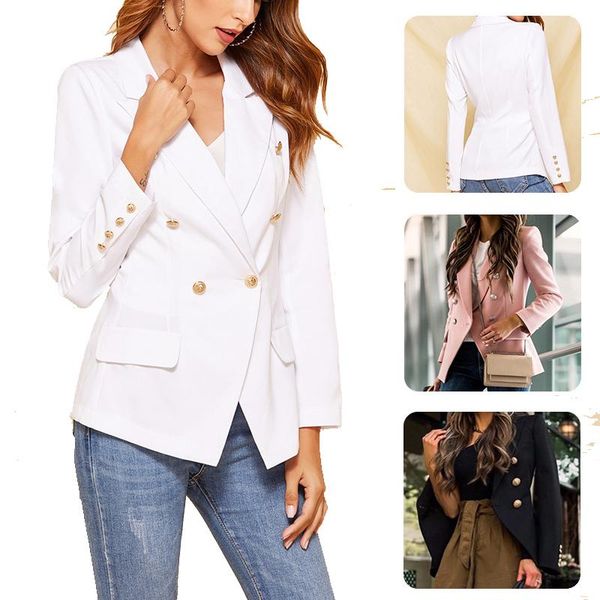 women's jackets double breasted basic jacket coat 2021 autumn winter women office ladies formal outwear elegant white pink black, Black;brown
women's jackets double breasted basic jacket coat 2021 autumn winter women office ladies formal outwear elegant white pink black, Black;brown
