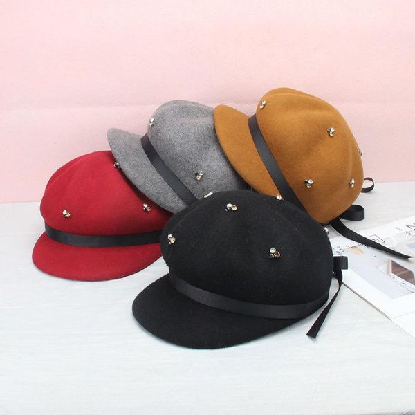 berets 2021 women pure color french artist wild british wool cotton beret design rhinestone fashion retro painter hat, Blue;gray
berets 2021 women pure color french artist wild british wool cotton beret design rhinestone fashion retro painter hat, Blue;gray