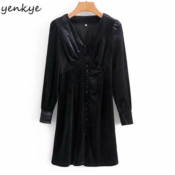 fashion women vintage black velvet dress v neck long sleeve high waist a-line winter mini vestido 210514, Black;gray
fashion women vintage black velvet dress v neck long sleeve high waist a-line winter mini vestido 210514, Black;gray