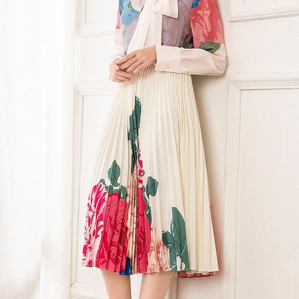 elegant women sweet design luxurious quality flower long skirt a-line summer pleated printing skirts saia, Black
elegant women sweet design luxurious quality flower long skirt a-line summer pleated printing skirts saia, Black