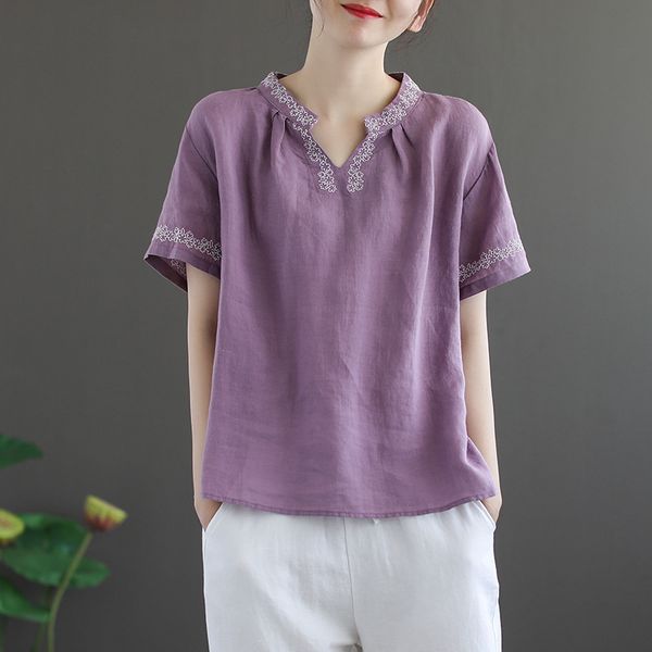 johnature cotton linen retro embroidery v-neck short sleeve all-match shirt summer simple comfortable 4 color women 210521, White
johnature cotton linen retro embroidery v-neck short sleeve all-match shirt summer simple comfortable 4 color women 210521, White