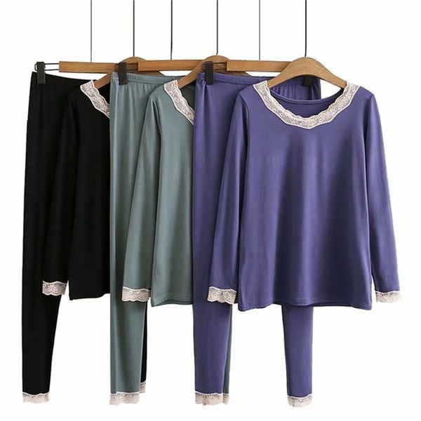 f6 large size thermal underwear 200 jin fat mm winter lace splicing clothes and autumn pants two piece set 428, Black;white
f6 large size thermal underwear 200 jin fat mm winter lace splicing clothes and autumn pants two piece set 428, Black;white