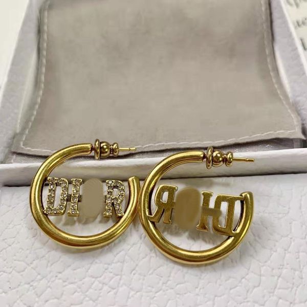 design jewelry 21 new letter seiko bronze earrings, Golden