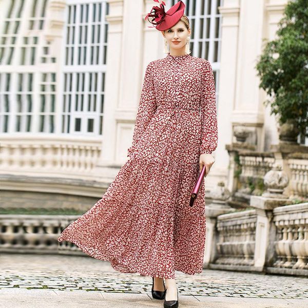 casual dresses spring autumn long dress elegant printed evening clothing women sleeve runway prairie chic dz2575, Black;gray
casual dresses spring autumn long dress elegant printed evening clothing women sleeve runway prairie chic dz2575, Black;gray