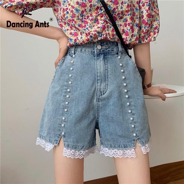 women's jeans woman shorts high waist wide-leg loose korean style lace patchwork short femal denim trousers, Blue
women's jeans woman shorts high waist wide-leg loose korean style lace patchwork short femal denim trousers, Blue
