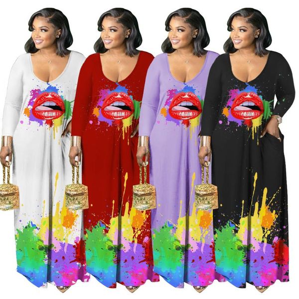 casual dresses women's style long sleeve neck cute inkjet lip printing fashion loose elegant maxi dress wholesale drop, Black;gray
casual dresses women's style long sleeve neck cute inkjet lip printing fashion loose elegant maxi dress wholesale drop, Black;gray