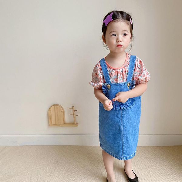girl's dresses baby girls denim dress 2021 summer kids fashion lace suspender korean solid vest for child clothing, Red;yellow
girl's dresses baby girls denim dress 2021 summer kids fashion lace suspender korean solid vest for child clothing, Red;yellow
