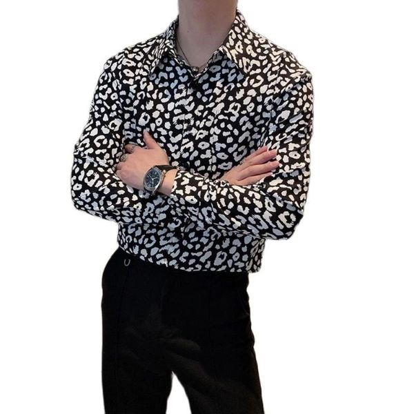men's casual shirts spring and autumn leopard print black white polka dot shirt men 's long sleeve slim fit fashion handsome, White;black
men's casual shirts spring and autumn leopard print black white polka dot shirt men 's long sleeve slim fit fashion handsome, White;black