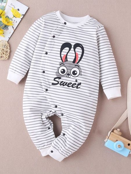 baby boy cartoon striped tee jumpsuit she, Blue
