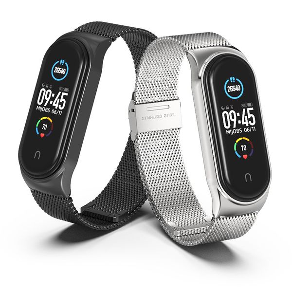 watchbands mi band 5 suitable for xiaomi bracelet 3/4/5/6 strap 04 line 304 stainless steel metal wristband, Black;brown 
watchbands mi band 5 suitable for xiaomi bracelet 3/4/5/6 strap 04 line 304 stainless steel metal wristband, Black;brown