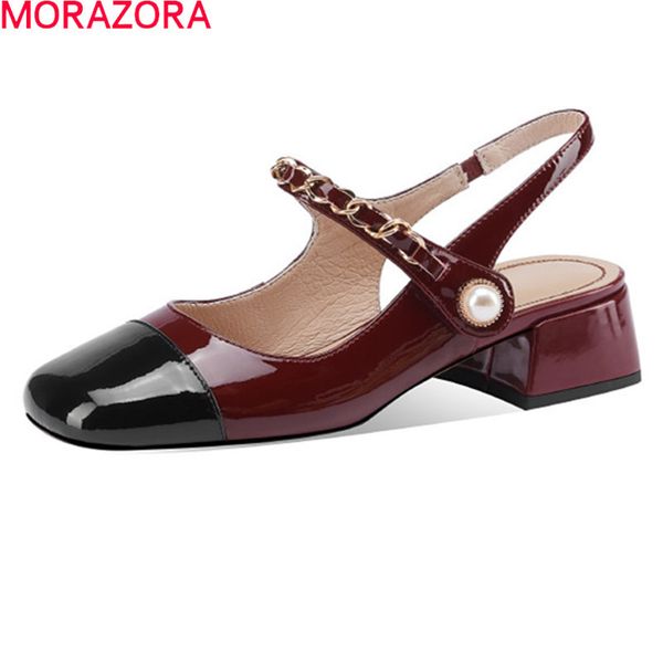 morazora summer genuine leather sandals women med heels square toe mixed colors party casual shoes ladies sandals 210506, Black
morazora summer genuine leather sandals women med heels square toe mixed colors party casual shoes ladies sandals 210506, Black
