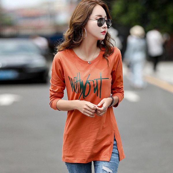 women's t-shirt spring and autumn wear korean loose medium length long sleeve bottomed shirt, White
women's t-shirt spring and autumn wear korean loose medium length long sleeve bottomed shirt, White