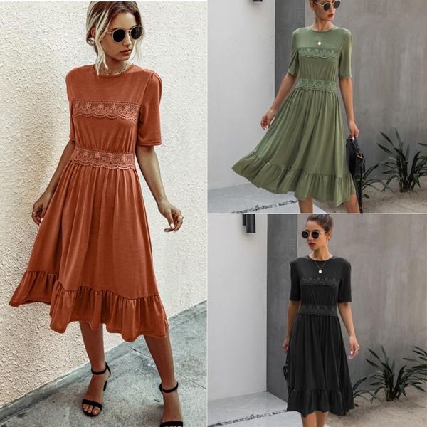casual dresses 2021 spring and summer fashion stitching lace round neck slim female dress, Black;gray
casual dresses 2021 spring and summer fashion stitching lace round neck slim female dress, Black;gray