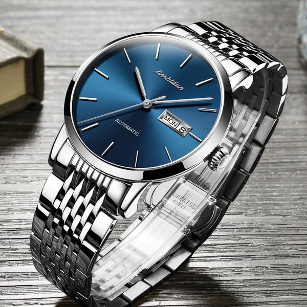wristwatches jsdun 2021blue dial men's watch sapphire waterproof automatic mechanical fashion sports clock, Slivery;brown
wristwatches jsdun 2021blue dial men's watch sapphire waterproof automatic mechanical fashion sports clock, Slivery;brown