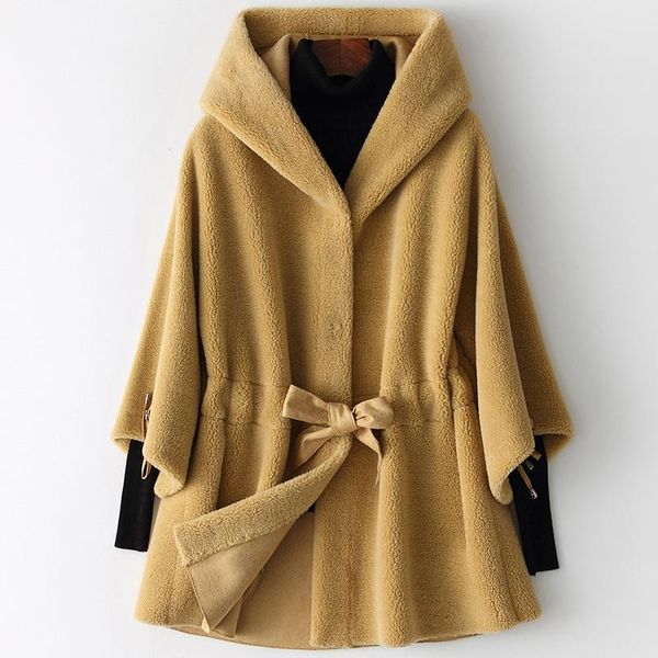 women's fur & faux 2021 winter cashmere coat female medium-length granulated velvet composite one w, Black
women's fur & faux 2021 winter cashmere coat female medium-length granulated velvet composite one w, Black
