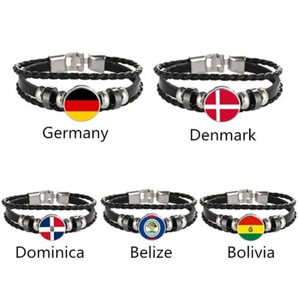charm bracelets germany denmark dominica bolivia belize flag multi-layer leather bracelet fashion men and women jewelry, Golden;silver
charm bracelets germany denmark dominica bolivia belize flag multi-layer leather bracelet fashion men and women jewelry, Golden;silver