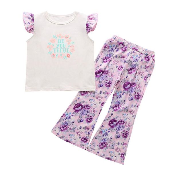 clothing sets summer girl\u2021s casual sleeve and trousers suit unique letter printed t-shirt floral wide leg long pants, White
clothing sets summer girl\u2021s casual sleeve and trousers suit unique letter printed t-shirt floral wide leg long pants, White