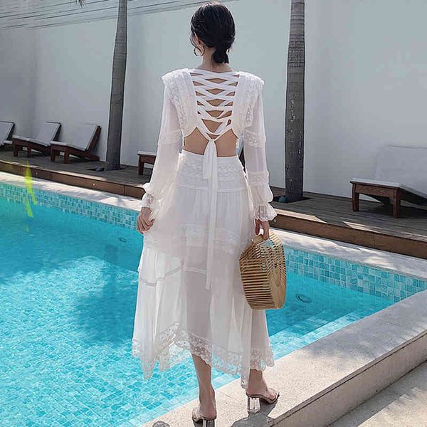 hollow out bandage back ruched white robe fairy ladies fashion beach holiday dresses summer dress chiffon 8y756b 210510, Black;gray
hollow out bandage back ruched white robe fairy ladies fashion beach holiday dresses summer dress chiffon 8y756b 210510, Black;gray