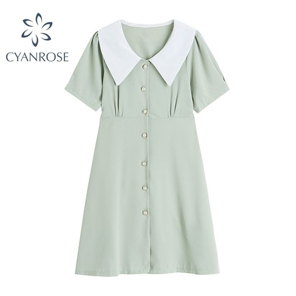 lapel sweet shirt dress single breasted high waist slim lace-up short sleeve summer dresses female loose korean vestidos 210515, Black;gray
lapel sweet shirt dress single breasted high waist slim lace-up short sleeve summer dresses female loose korean vestidos 210515, Black;gray