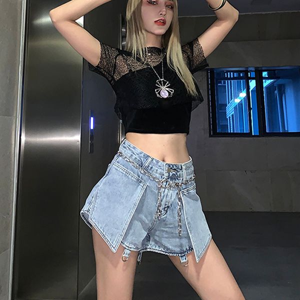 2011new hip hop denim jeans women chain pants metal buckle broken cut out trendy trousers split female high waist hippie streetwear, Blue
2011new hip hop denim jeans women chain pants metal buckle broken cut out trendy trousers split female high waist hippie streetwear, Blue