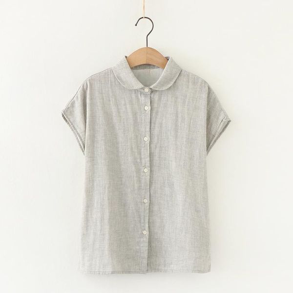 women's blouses & shirts cotton solid women summer vintage turn-down collar short-sleeved slim casual preppy style female blouse outwea, White
women's blouses & shirts cotton solid women summer vintage turn-down collar short-sleeved slim casual preppy style female blouse outwea, White