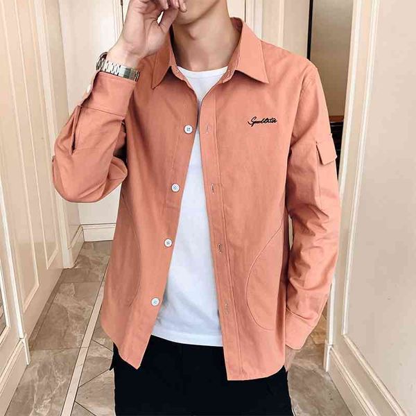 long sleeve men's 2020 four seasons thin jacket korean trend casual loose student shirt, White;black
long sleeve men's 2020 four seasons thin jacket korean trend casual loose student shirt, White;black