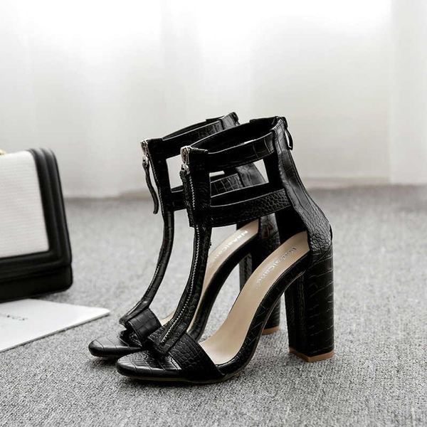 Dress Shoes Women&#039;s Sandals Summer Zipper T-shaped High Heel