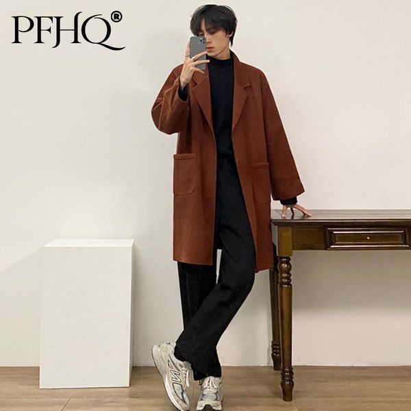 men's wool & blends pfhq special price buttonless design mid length tweed coat notched causal autumn witner woolen double pockets 21d45, Black
men's wool & blends pfhq special price buttonless design mid length tweed coat notched causal autumn witner woolen double pockets 21d45, Black