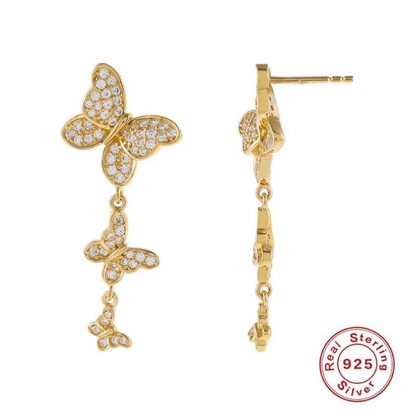 dangle & chandelier gs 925 sterling silver gold three butterfly pendants drop earrings white crystal zircon cz piercing pendiente
dangle & chandelier gs 925 sterling silver gold three butterfly pendants drop earrings white crystal zircon cz piercing pendiente