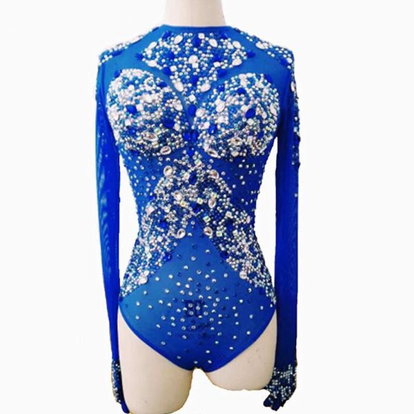 women flashing pearls rhinestones blue bodysuit see-through mesh stage outfit nightclub bar dance teams jazz costumes women's jumpsuits, Black;white
women flashing pearls rhinestones blue bodysuit see-through mesh stage outfit nightclub bar dance teams jazz costumes women's jumpsuits, Black;white