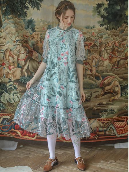 casual dresses spring summer women vintage mori girl midi elegant slim improved cheongsam embroidery light green mesh long m09j, Black;gray
casual dresses spring summer women vintage mori girl midi elegant slim improved cheongsam embroidery light green mesh long m09j, Black;gray