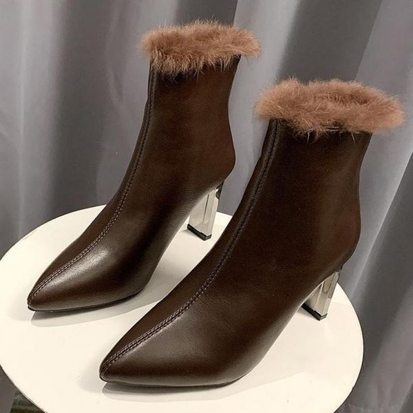 boots fur high heels pointed toe winter quality shoes for women botas fashion woman zipper square heel, Black
boots fur high heels pointed toe winter quality shoes for women botas fashion woman zipper square heel, Black