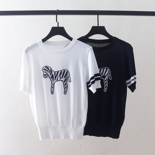 t shirt 2021 summer stripe color matching jacquard ice silk round neck knitted short sleeve women's thin top, White
t shirt 2021 summer stripe color matching jacquard ice silk round neck knitted short sleeve women's thin top, White
