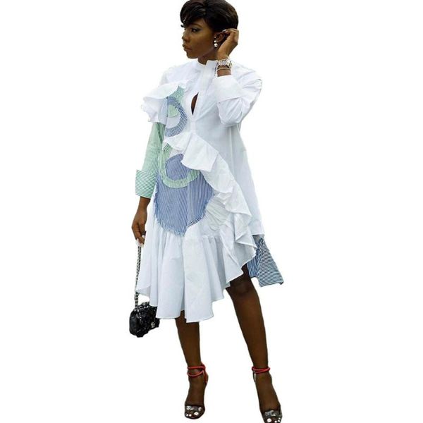 striped ruffle patchwork white shirt dress women spring long sleeve buttons knee-length midi irregular loose casual dresses, Black;gray
striped ruffle patchwork white shirt dress women spring long sleeve buttons knee-length midi irregular loose casual dresses, Black;gray