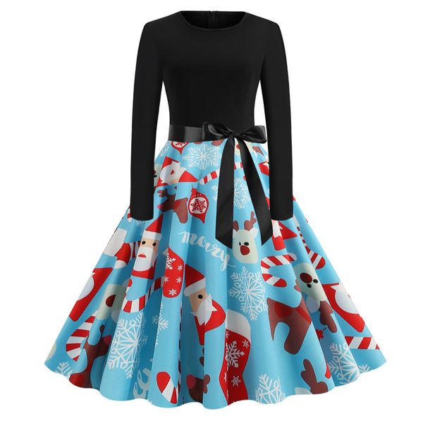 2021 christmas new dress temperament casual long-sleeved slim round neck print big pendulum, Black;gray
2021 christmas new dress temperament casual long-sleeved slim round neck print big pendulum, Black;gray