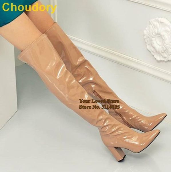 boots choudory nude patent leather chunky heel over the knee pointed toe long thigh high dress tall shoes1, Black
boots choudory nude patent leather chunky heel over the knee pointed toe long thigh high dress tall shoes1, Black