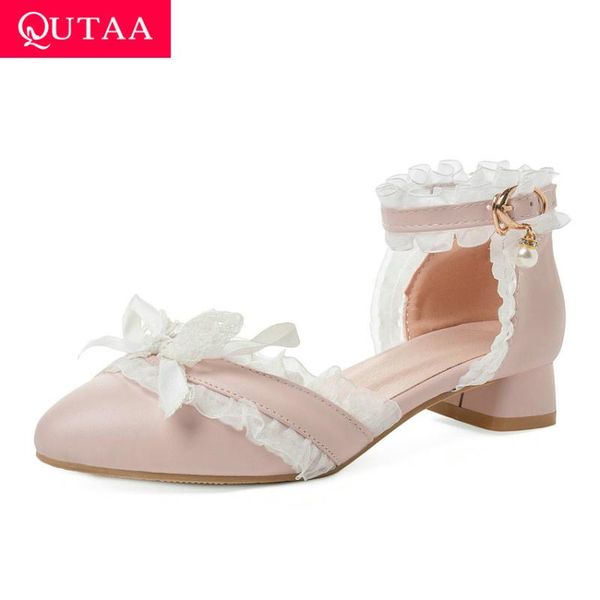 dress shoes qutaa 2021 square low heel hollow buckle sweet women pu leather lace butterfly-knot round toe ladies pumps big size 34-43, Black
dress shoes qutaa 2021 square low heel hollow buckle sweet women pu leather lace butterfly-knot round toe ladies pumps big size 34-43, Black